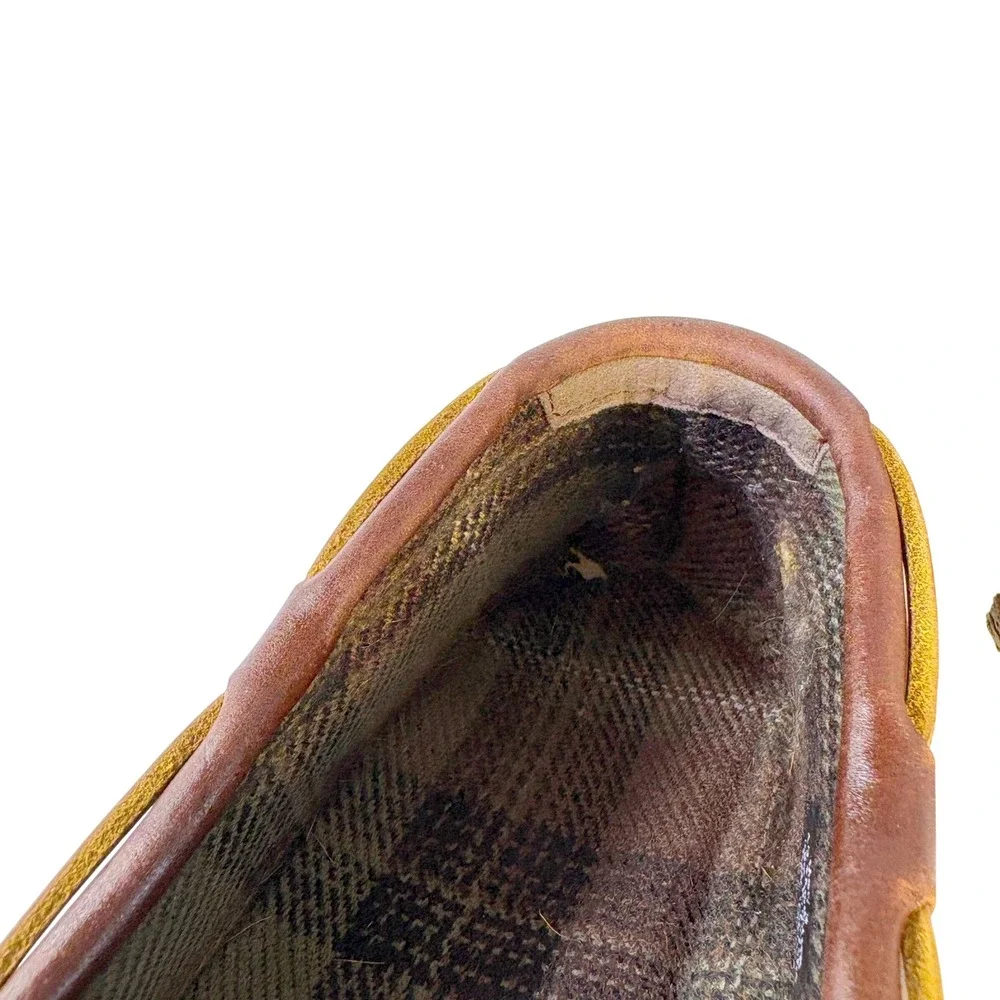 L.L.Bean Handsewn Leather Moccasins Slippers Flannel Lined Mens 12 Brown Leather